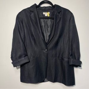 Coldwater Creek Linen Blend Black Blazer Size 12